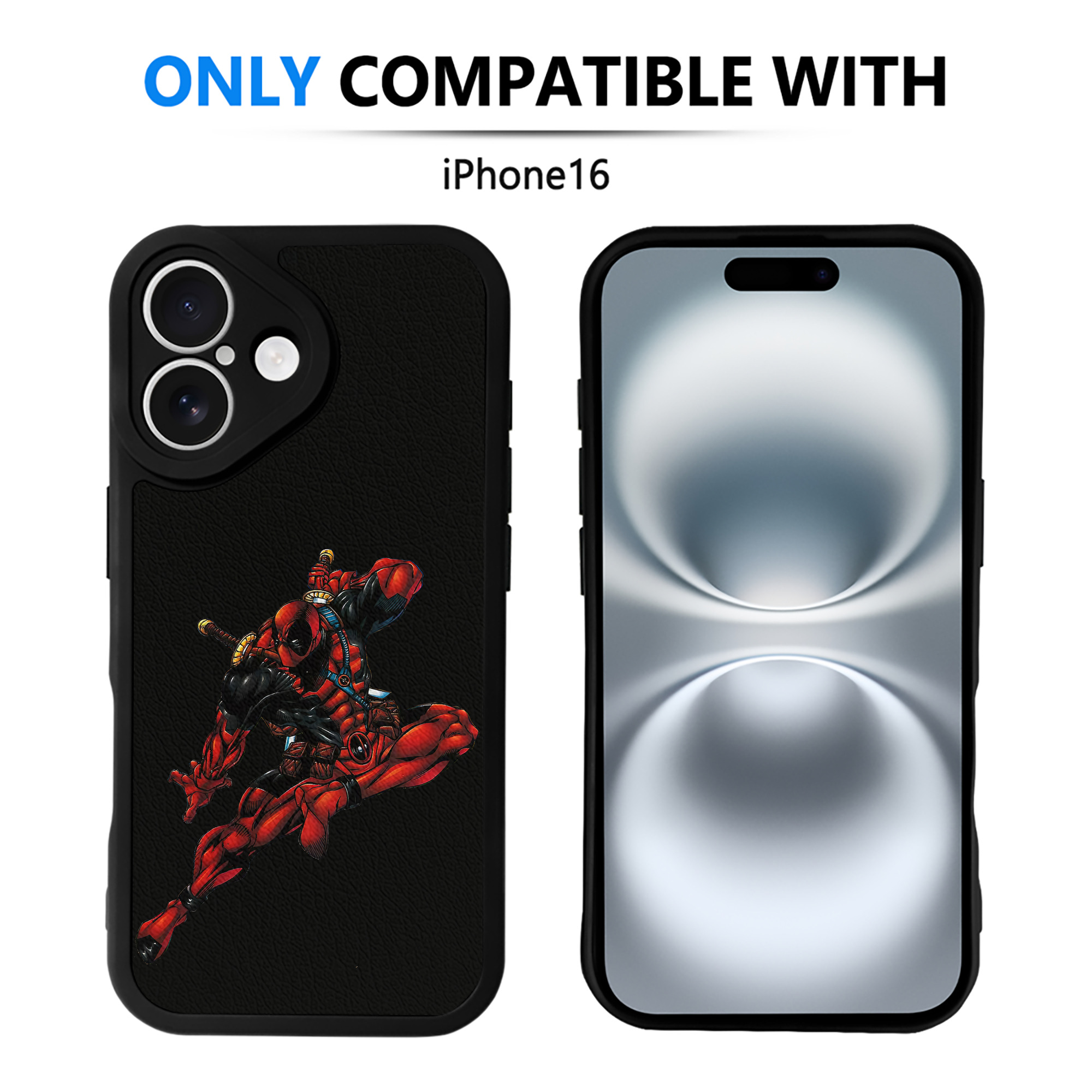 （画像用） Deadpool デッドプール 【iPhone 16シリーズ対応】シリコンスマホケース（レザー調） 材質：シリコン